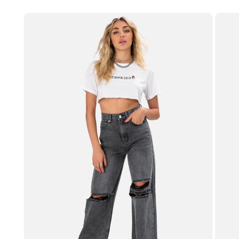 Adika black ripped jeans with wide legs